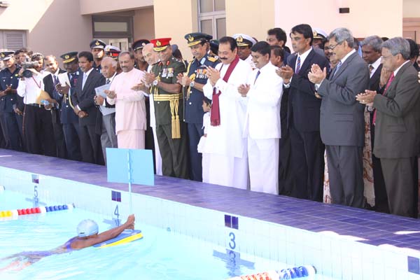 The President Declares Open a Swimming pool For The Defence Services College