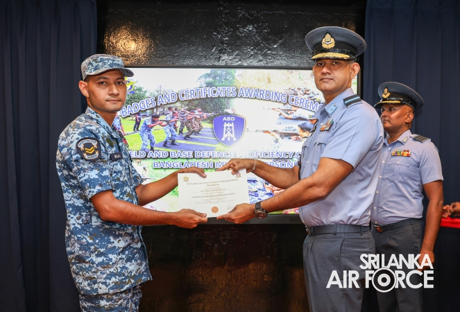 GLADESH ARMED FORCES COMPLETE AIR BASE DEFENCE TRAINING AT SLAF CTS DIYATALAWA