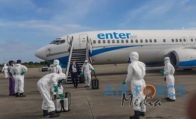 SLAF CBRNE Wing Disinfects Belgian Ship Crew who arrived at Mattala Rajapaksa International Airport