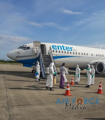 SLAF CBRNE Wing Disinfects Belgian Ship Crew who arrived at Mattala Rajapaksa International Airport