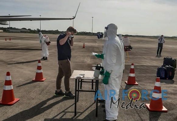 SLAF CBRNE Wing Disinfects Belgian Ship Crew who arrived at Mattala Rajapaksa International Airport