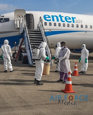 SLAF CBRNE Wing Disinfects Belgian Ship Crew who arrived at Mattala Rajapaksa International Airport