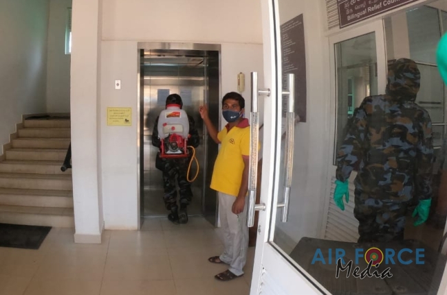 Sri Lanka Air Force CBRNE Wing Continuously Conducts Disinfecting Operations