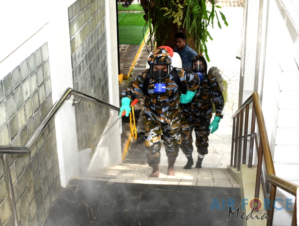 SLAF CBRNE Wing Disinfects Gangaramaya Temple in Colombo