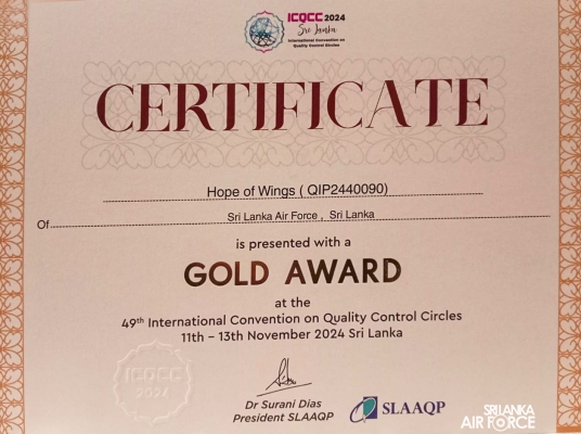 SLAF SECURES GOLD AT 49TH INTERNATIONAL CONVENTION ON QUALITY CONTROL CIRCLES 2024