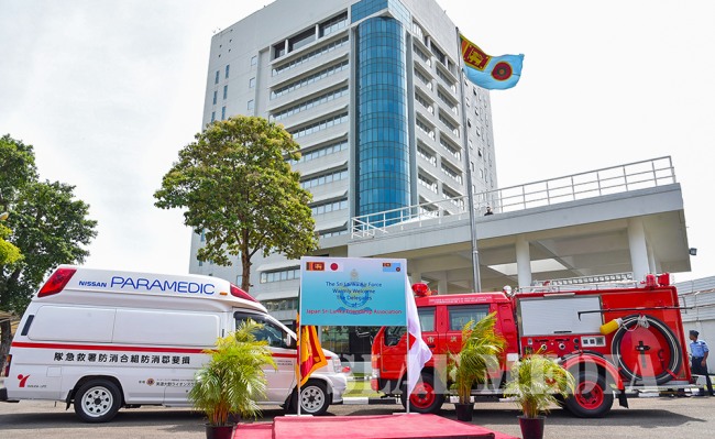 Japan Sri Lanka Friendship Association Donates an Ambulance and Fire Vehicle to The SLAF