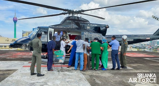 THE REMAINS OF A DECEASED PERSON WERE AIRLIFTED BY SLAF FROM BADULLA TO COLOMBO FOR ORGAN RETRIEVAL