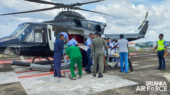 THE REMAINS OF A DECEASED PERSON WERE AIRLIFTED BY SLAF FROM BADULLA TO COLOMBO FOR ORGAN RETRIEVAL