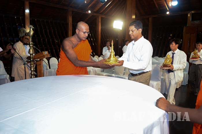 Commander of SLAF Switches On Lights at the Gangarama Vesak Kalapaya
